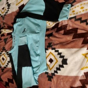 Blue and Black Crop Sweat Shirt